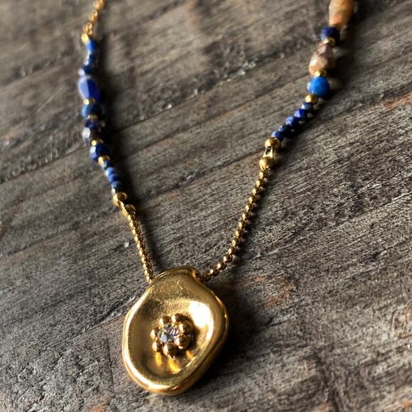 NEW Starburst Pendant Lapis Lazuli Layering Necklace - Picture 6 of 16